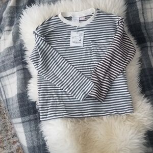 NWT Zara long sleeve striped toddler shirt/top, size 4-5 in white, brown, gray